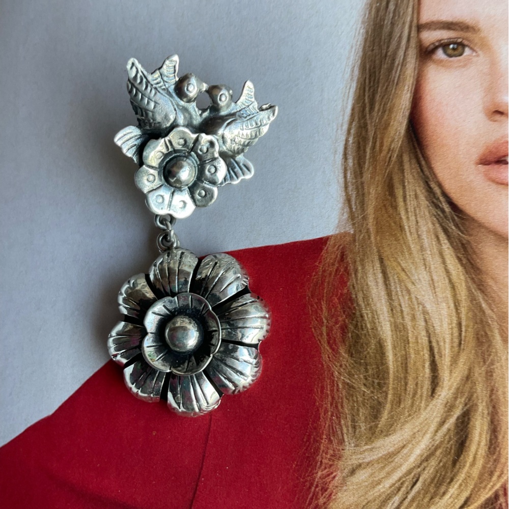 🆕Taxco Silver Floral Earrings Fabulous Quality - Picture 7 of 8